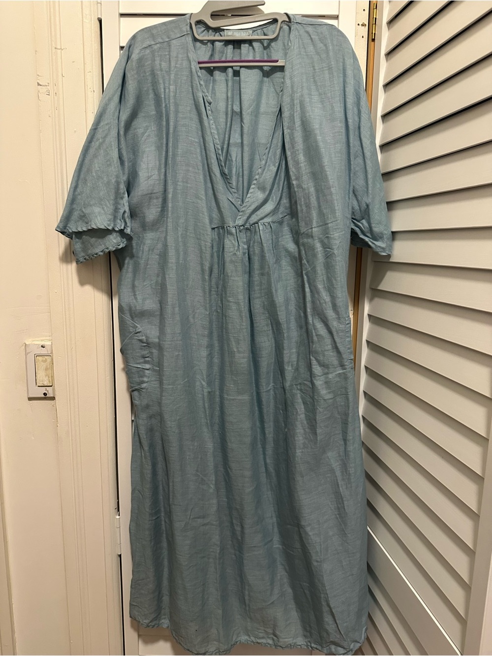 CP Shades Light Blue V-Neck Maxi Dress.
